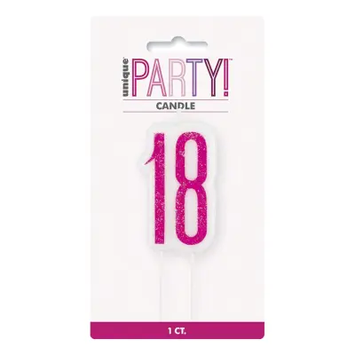 Tårtljus Födelsedag Rosa - Siffra 18