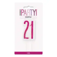 Tårtljus Födelsedag Rosa - Siffra 21
