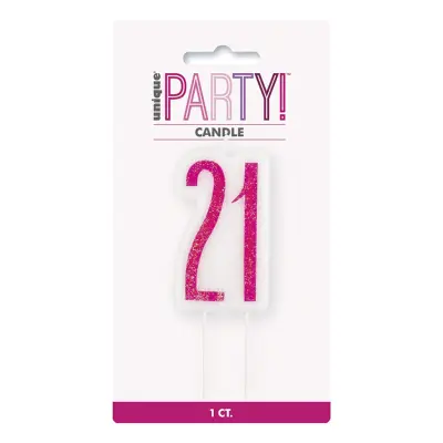 Tårtljus Födelsedag Rosa - Siffra 21