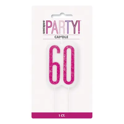 Tårtljus Födelsedag Rosa - Siffra 60