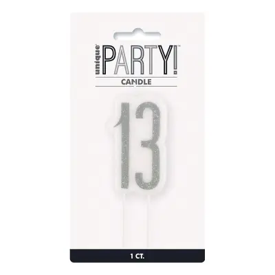 Tårtljus Födelsedag Silver - Siffra 13