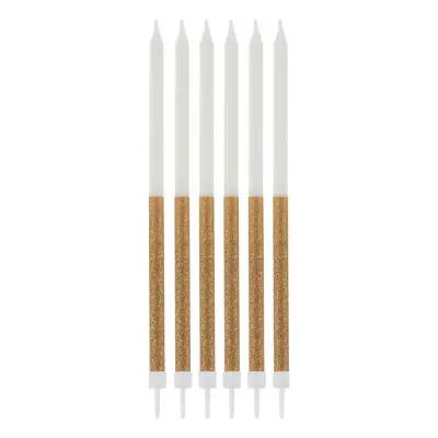 Tårtljus Glitter Guld/Vit - 16-pack