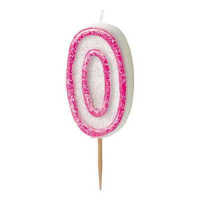 Tårtljus Siffra Rosa Glitter - Siffra 0