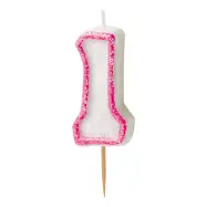 Tårtljus Glitter Rosa - Siffra 1