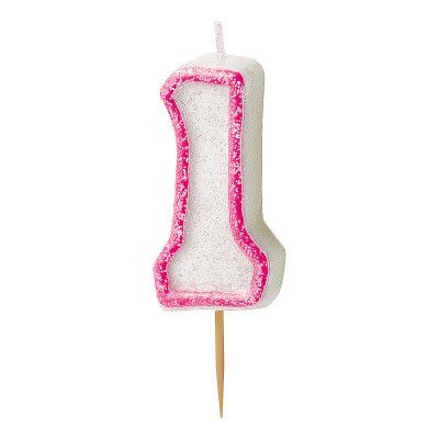 Tårtljus Glitter Rosa - Siffra 1