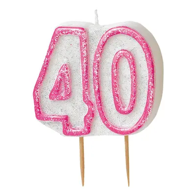 Tårtljus Glitter Rosa 40