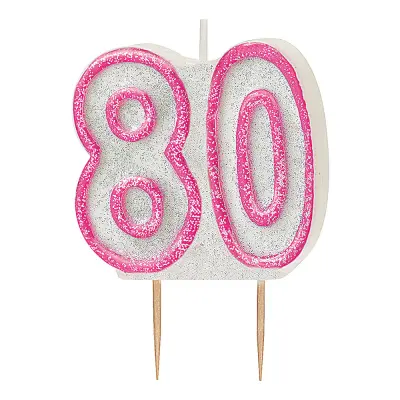 Tårtljus Glitter Rosa 80