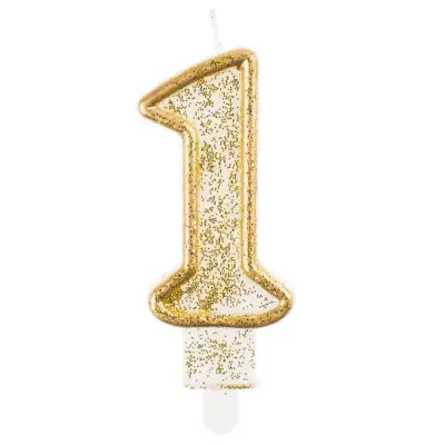 Tårtljus Guldglittrig