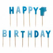 Tårtljus Happy 1st Birthday Blå