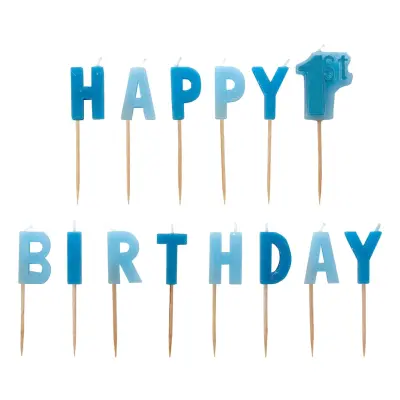 Tårtljus Happy 1st Birthday Blå