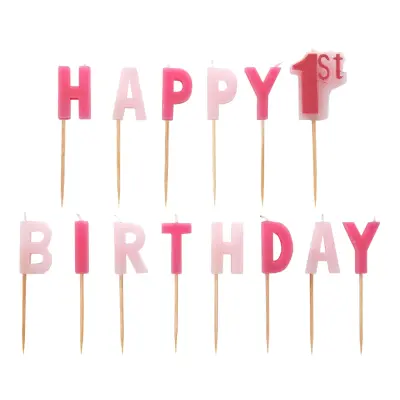 Tårtljus Happy 1st Birthday Rosa