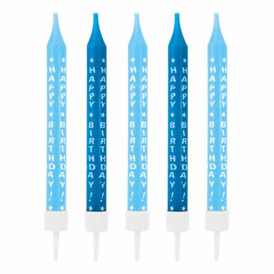 Tårtljus Happy Birthday Blå - 10-pack