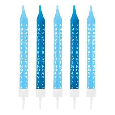 Tårtljus Happy Birthday Blå - 10-pack