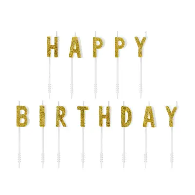 Tårtljus Happy Birthday Guld - 13-pack