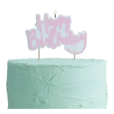 Tårtljus Happy Birthday Ljuslila