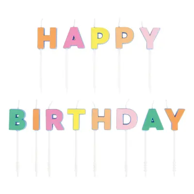Tårtljus Happy Birthday Pastell - 13-pack