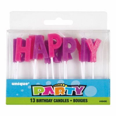 Tårtljus Happy Birthday Rosa/Lila