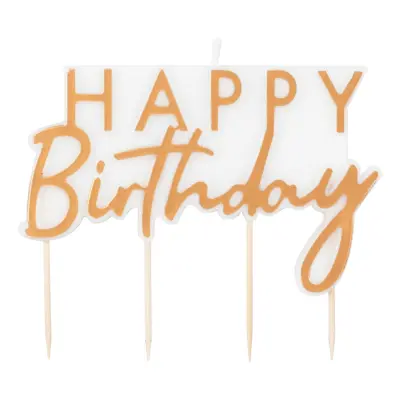 Tårtljus Happy Birthday Vit/Guld