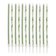 Tårtljus Långa Gröna Löv Botanic - 12-pack