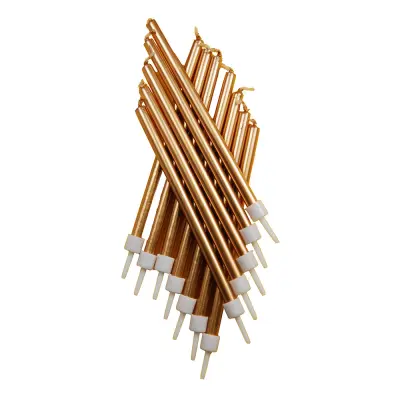 Tårtljus Långa Metallic Guld - 12-pack