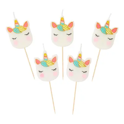 Tårtljus Love Unicorns Enhörningshuvud - 5-pack