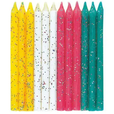 Tårtljus med glitter 12-pack