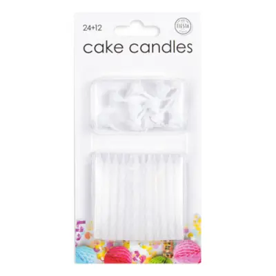 Tårtljus med Hållare Vit - 24-pack