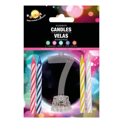 Tårtljus med LED-Ljushållare - Siffra 7