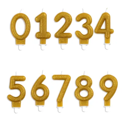 Tårtljus nummer - guld-glitter Siffra 7