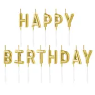 Tårtljus"HAPPY BIRTHDAY"Guld 7cm