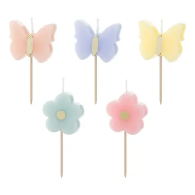 Tårtljus Pastell Fjärilar - 5-pack