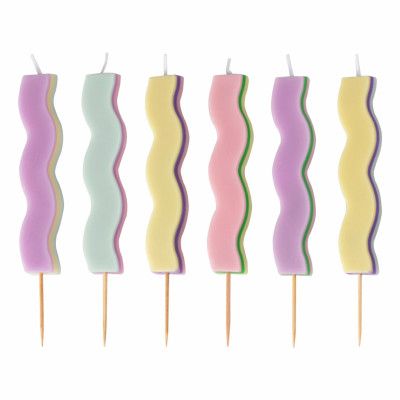 Tårtljus Pastell Wavy - 6-pack