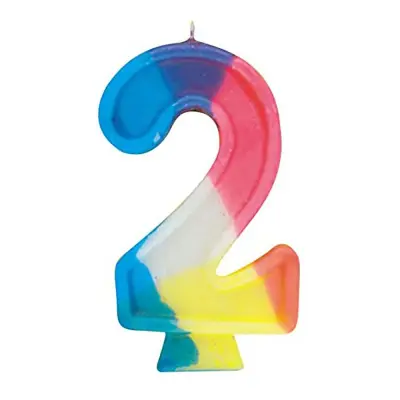 Tårtljus Regnbågsfärgade - Siffra 2