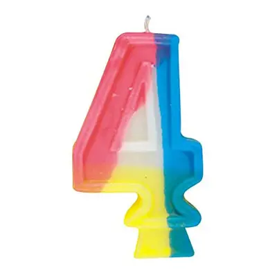 Tårtljus Regnbågsfärgade - Siffra 4