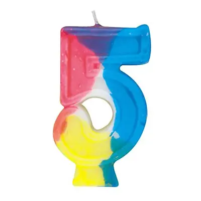 Tårtljus Regnbågsfärgade - Siffra 5