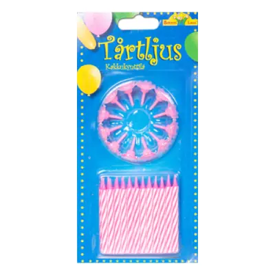 Tårtljus Rosa med Hållare