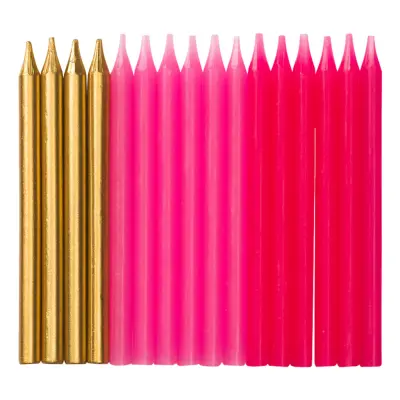 Tårtljus Rosa/Guld - 16-pack
