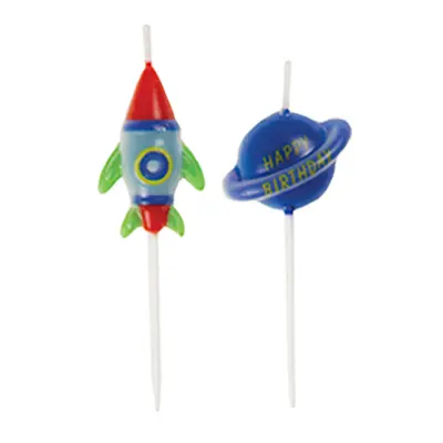 Tårtljus Rymdraket och Planet - 6-pack