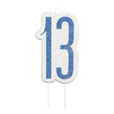 Tårtljus Siffra 13 Glitter Blå