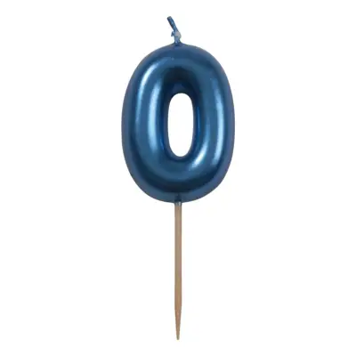 Tårtljus Siffra Blå Metallic - Siffra 0
