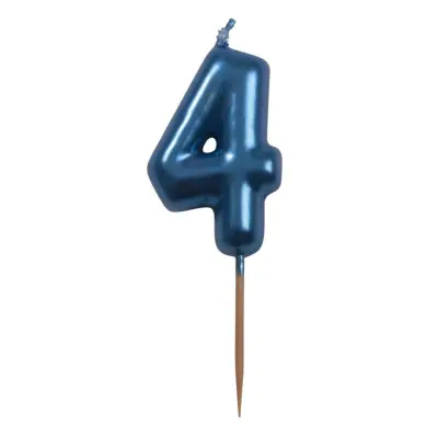 Tårtljus Siffra Blå Metallic - Siffra 4