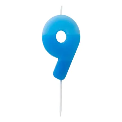 Tårtljus Siffra Blå - Siffra 9