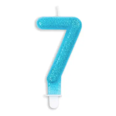 Tårtljus Siffra Glitter Blå - Siffra 7