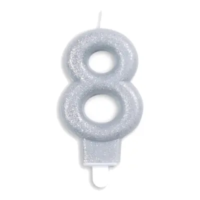 Tårtljus Siffra Glitter Silver - Siffra 8