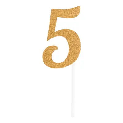 Tårtljus Siffra Guld Glitter - 5 År
