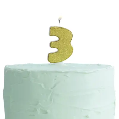 Tårtljus Siffra Guld Glittrig - Siffra 3