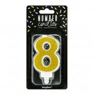 Tårtljus Siffra Guld - Siffra 8