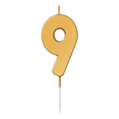 Tårtljus Siffra Guld - Siffra 9