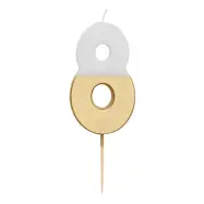 Tårtljus Siffra Guld/Vit - Siffra 8