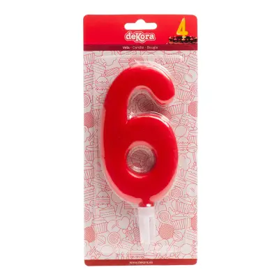 Tårtljus Siffra Röd - Siffra 6
